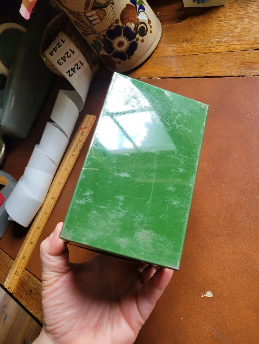Vintage Mid-Century Green Metal Index Card / Recipe Box